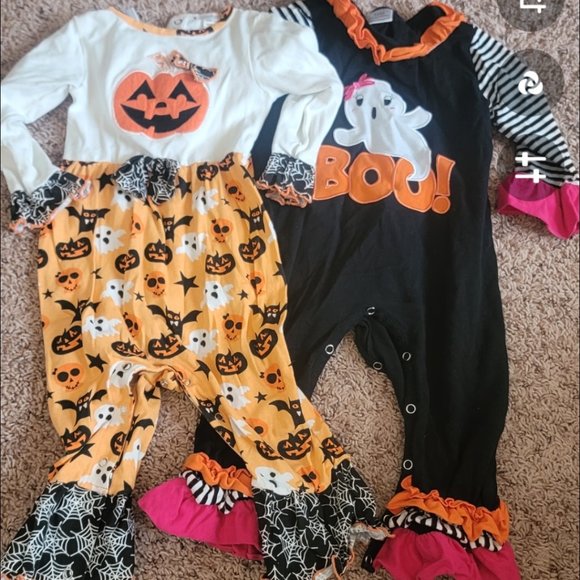 Halloween romper jumper girls ruffle bottoms - Picture 1 of 3